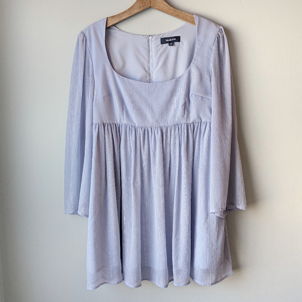 Modcloth Long Sleeve Metallic Stripe Dress